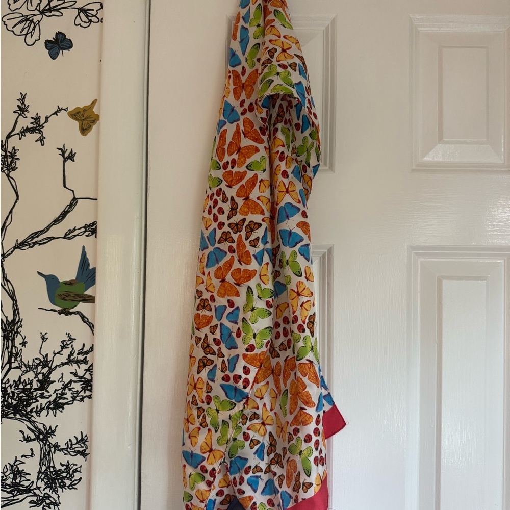 Brooks Brothers 346 Multicolor Butterfly Print Silk Scarf